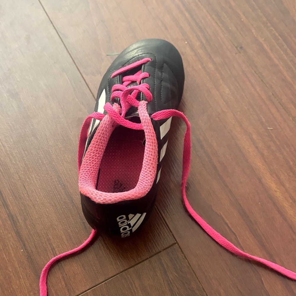 Adidas Kids Black Sneakers with Pink Laces